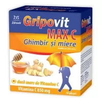 Gripovit Max C ghimbir si miere, 10 plicuri, Zdrovit