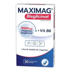 MaxiMag Bisglicinat 1000mg + Vit.B6, 30 comprimate filmate, Zdrovit