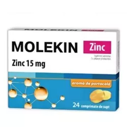 Molekin Zinc 15mg cu aroma de portocale, 24 comprimate de supt, Zdrovit