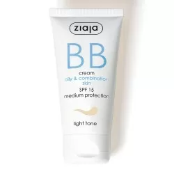 Crema BB cu SPF 15 nuanta light pentru ten gras si mixt, 50 ml, Ziaja
