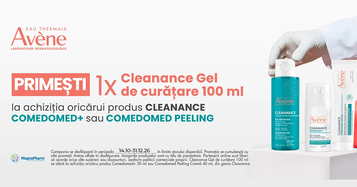 La achizitia oricarui produs Cleanance Comedomed+ sau Comedomed Peeling primesti un Cleanance Gel de curatare, 100 ml 