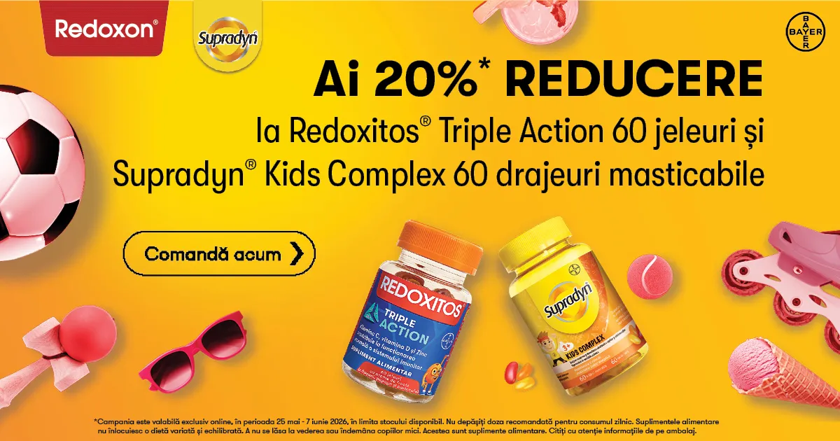 20% reducere Supradyn Kids Complex 60 drajeuri & Redoxitos Triple Action 60 jeleuri - Bayer