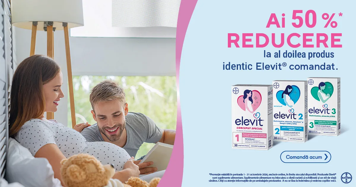Achizitioneaza doua Elevit 1, 2 sau 3 identice si ai 50% reducere la al doilea produs