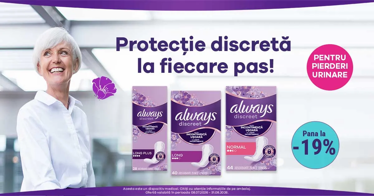 Always Discreet pentru incontinenta usoara - P&G - Pana la 19% discount