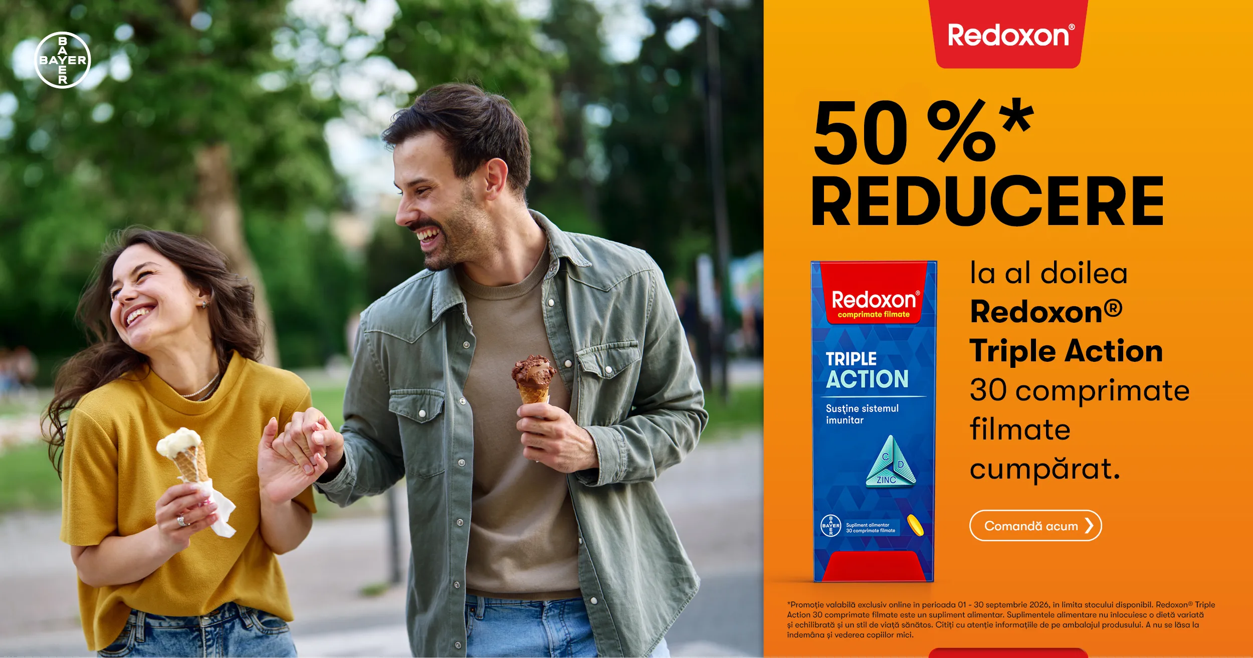 Bayer - Redoxon Triple Action, 30 cpr - 50% reducere la al 2 lea produs achizitionat
