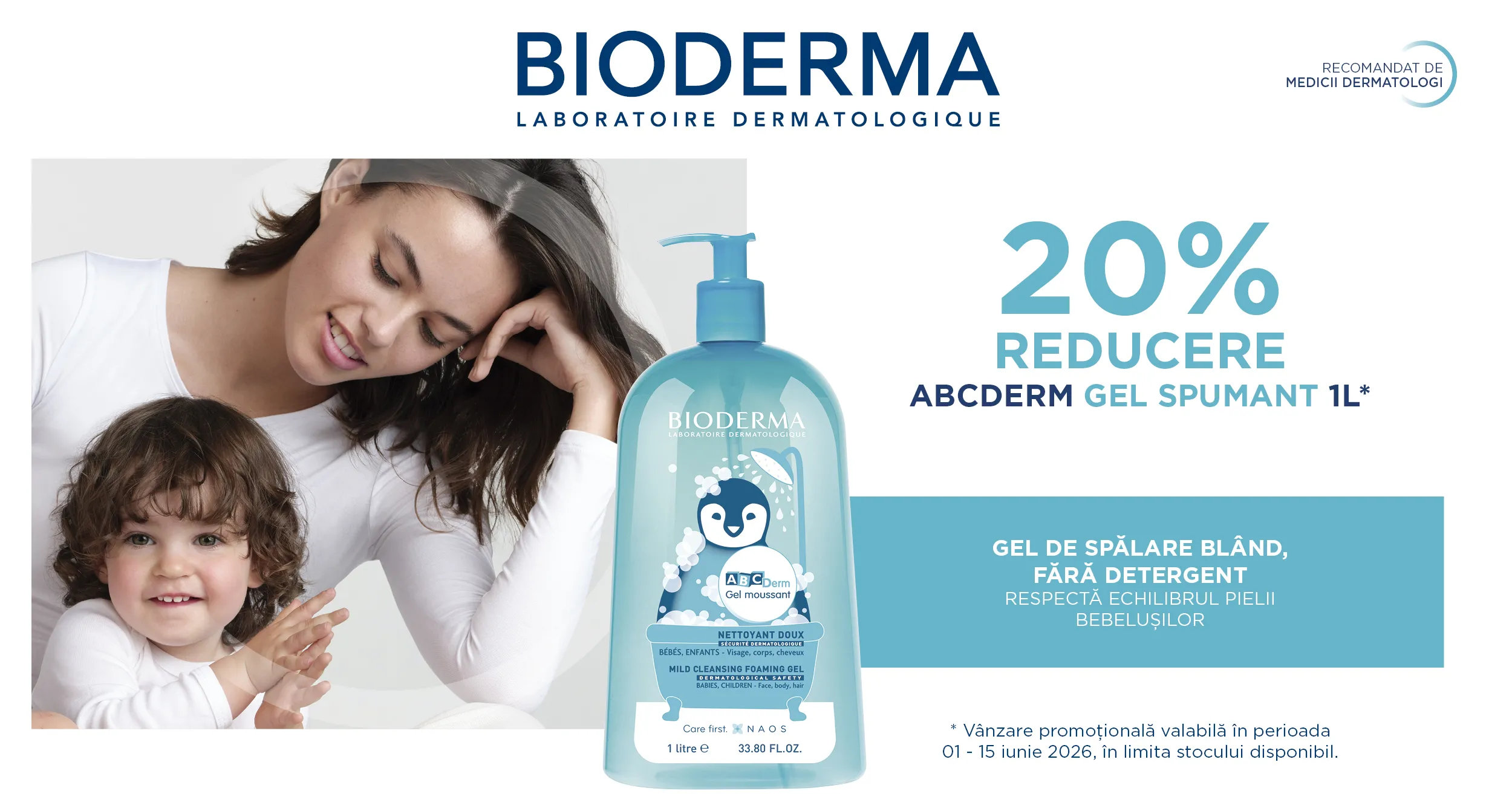 Bioderma ABC Derm Gel Spumant, 1L - 20% discount