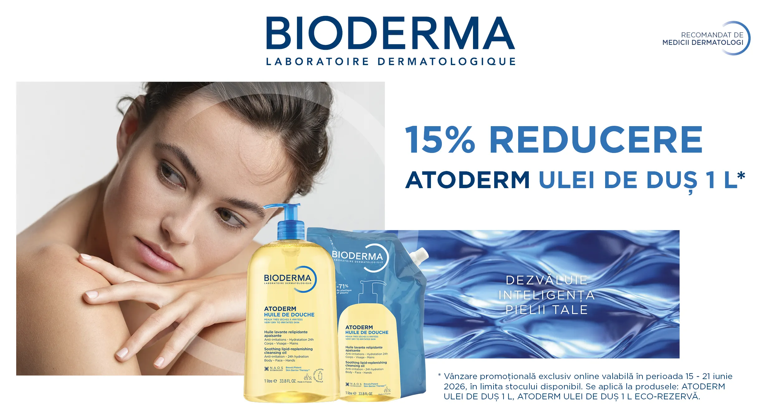 Bioderma - Flash Sale - Exclusiv online - 15% reducere Atoderm Ulei de dus 1L