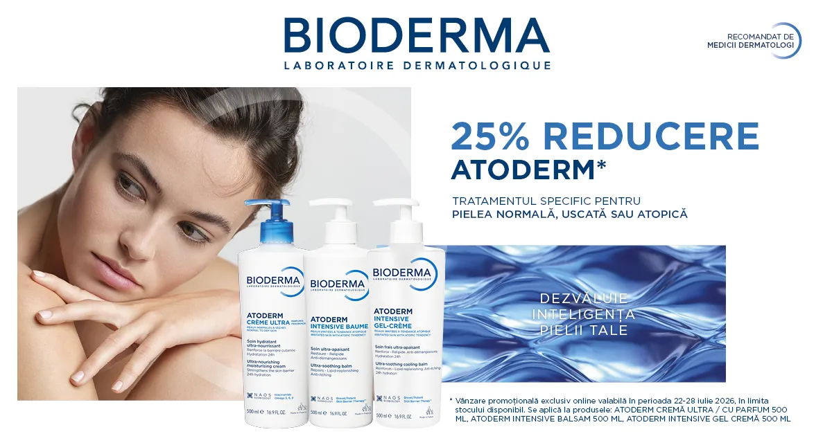 Bioderma - Flash Sale - Exclusiv online - 25% reducere la produsele Atoderm selectate