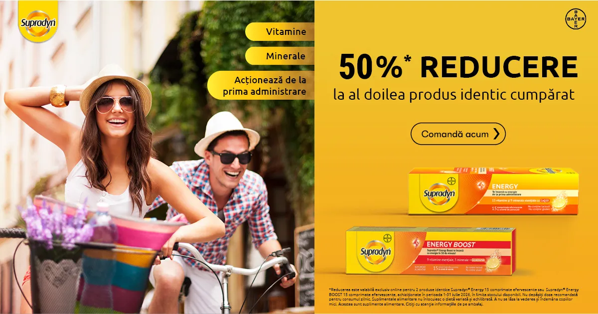 Cumpara 2 buc Supradyn Energy sau Energy Boost, 15 comprimate si primesti 50% discount la al doilea produs identic