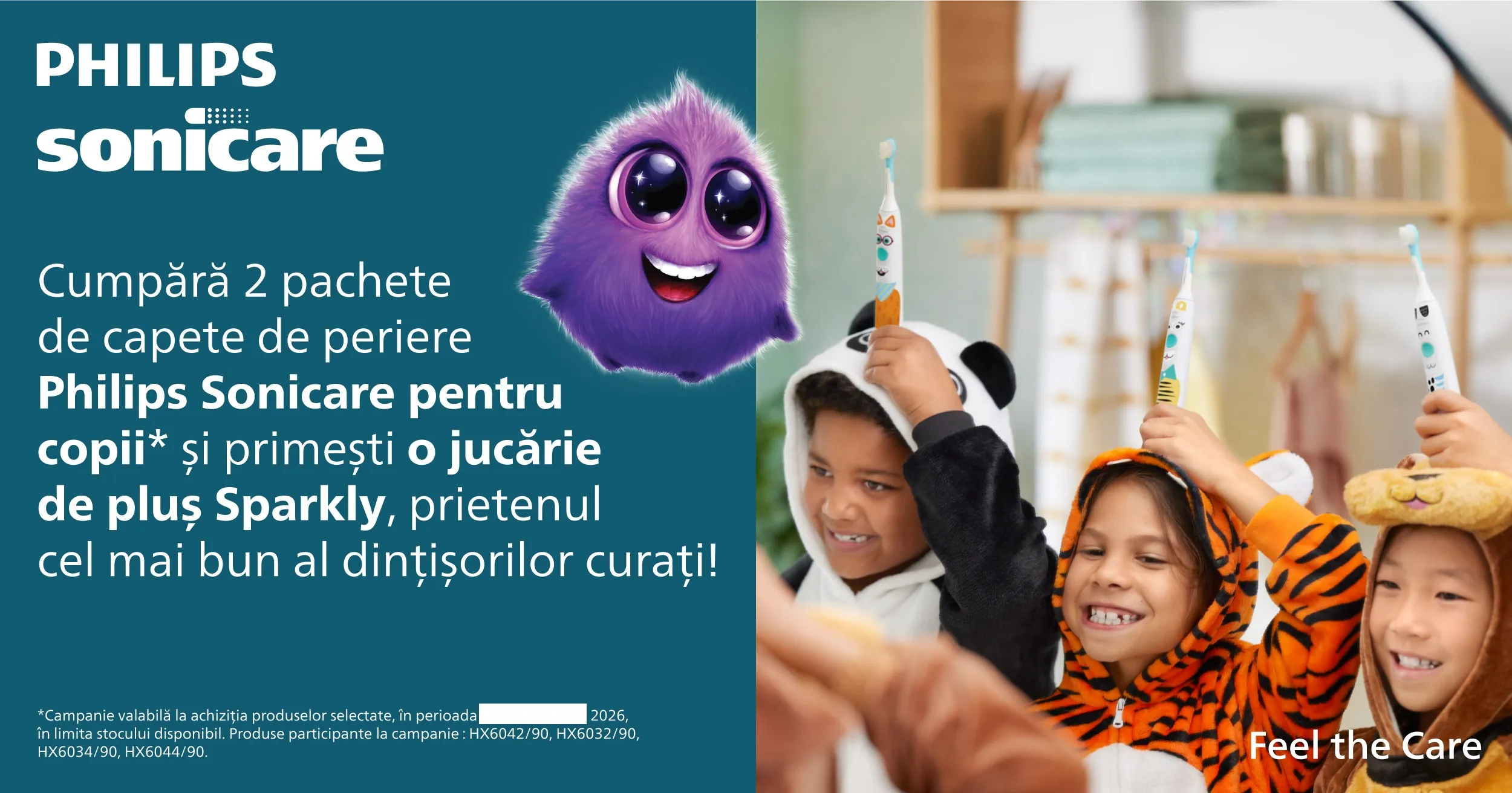 Cumpara 2 pachete capete de periere Philips Sonicare pentru copii si primesti o jucarie plus Sprakly 