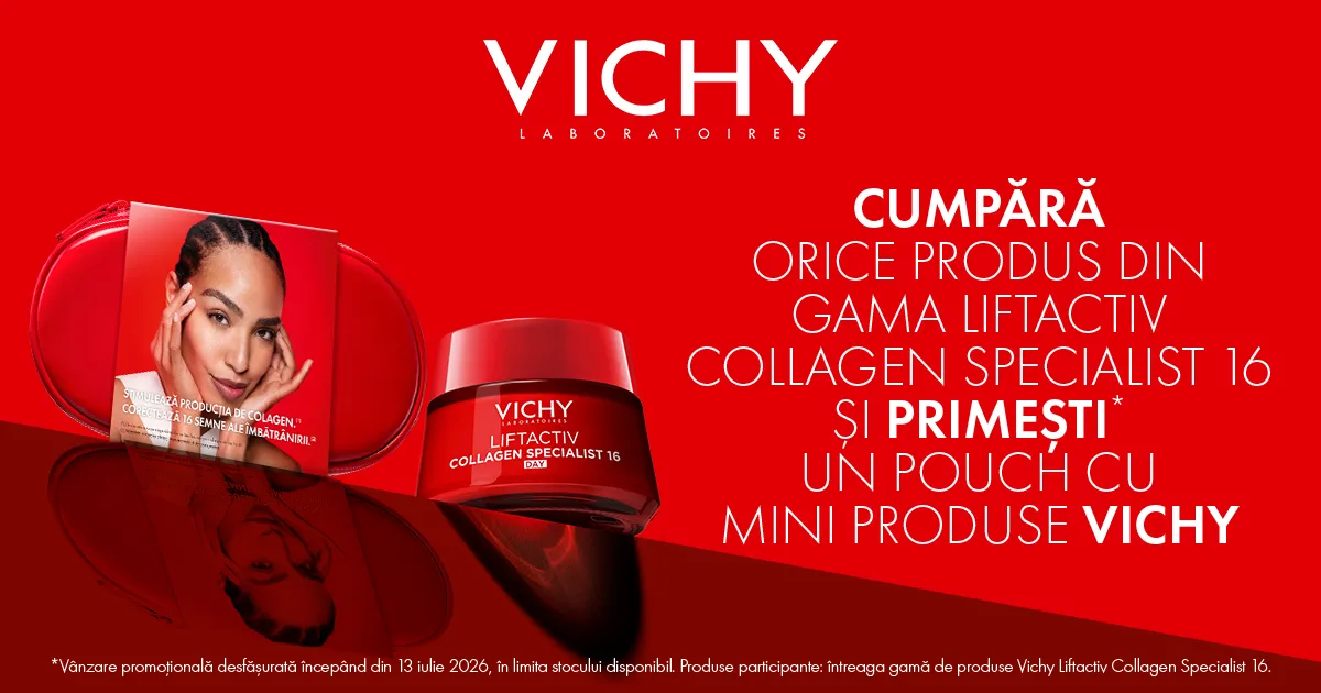 Cumpara orice produs din gama Liftactiv Collagen Specialist 16 si primesti un pouch cu mini produse Vichy
