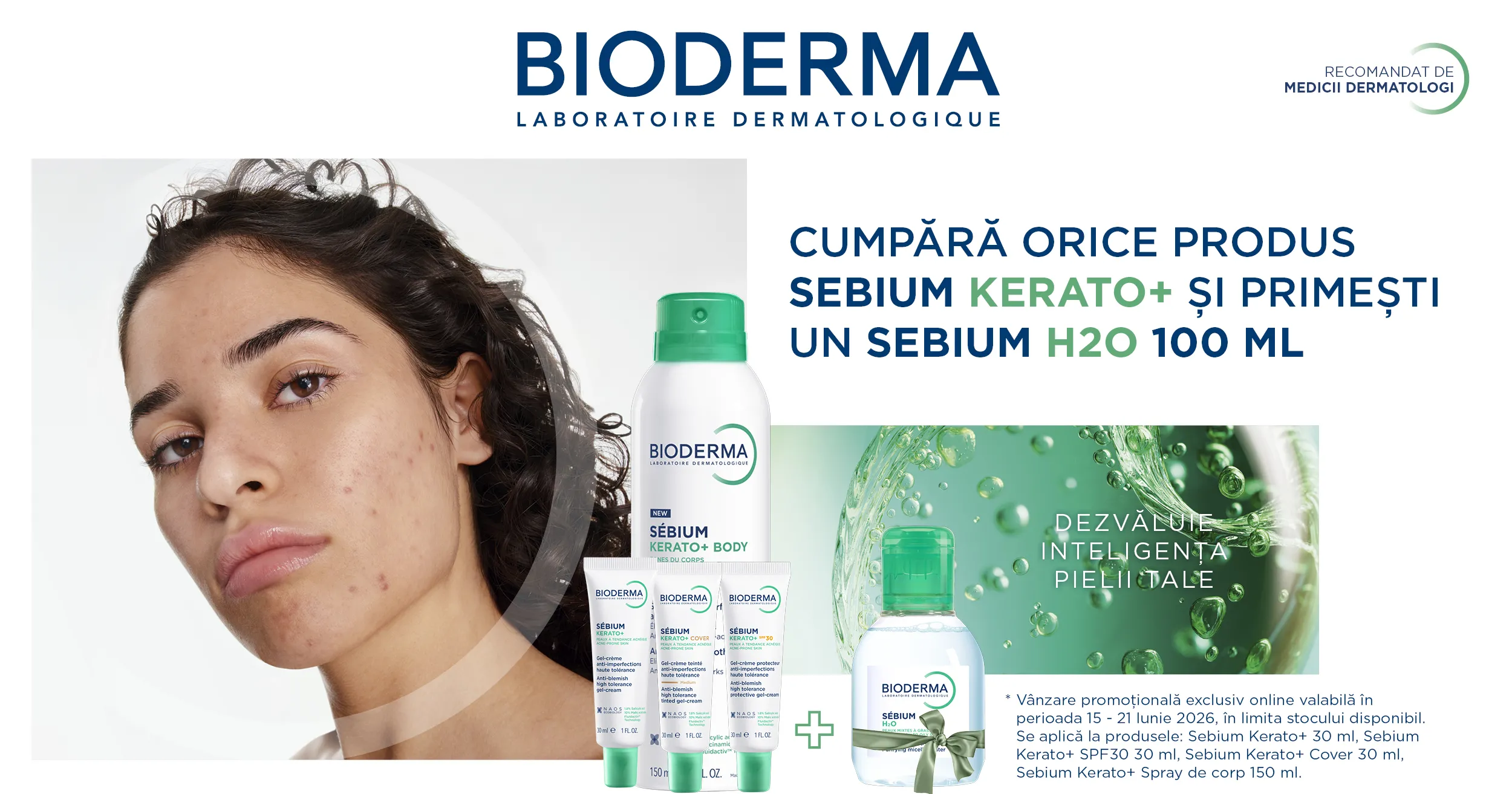 Bioderma - Flash Sale - Exclusiv online - Cumpara orice produs Sebium Kerato+ si primesti un Sebium H2O, 100ML