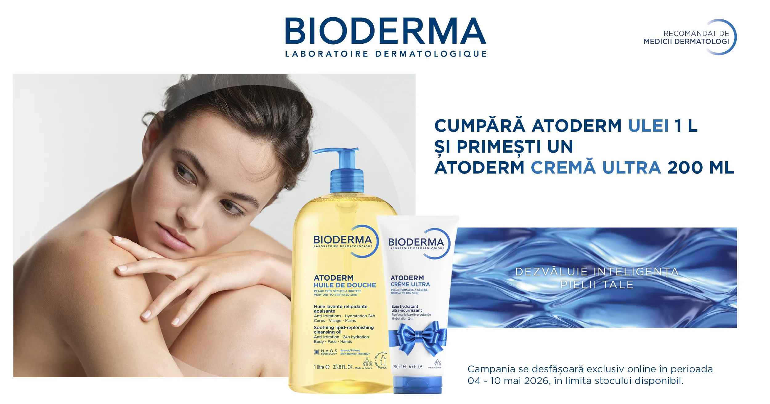 La orice Atoderm Ulei de dus 1L achizitionat, primesti Atoderm Crema Ultra 200ML