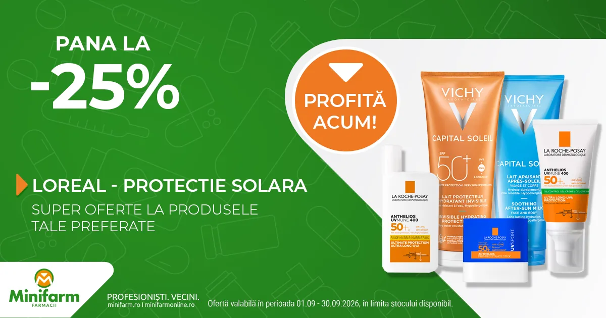 L'oreal - Protectie solara - Pana la 25% reducere - Oferta