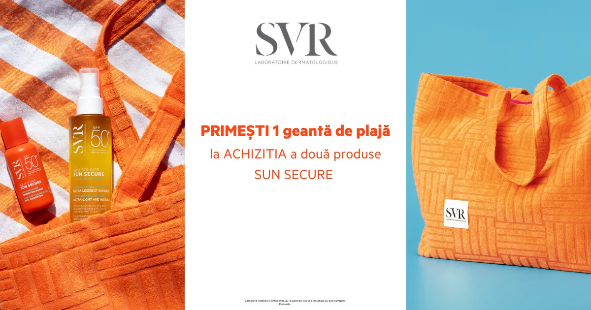Primesti o geanta de plaja la achizitia a doua produse SVR Sun Secure