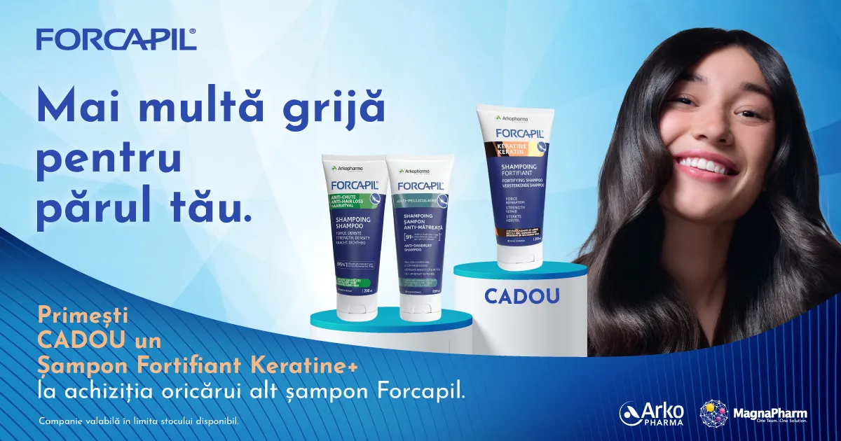Primesti un sampon fortifiant Keratine + la achizitia oricarui alt sampon Forcapil